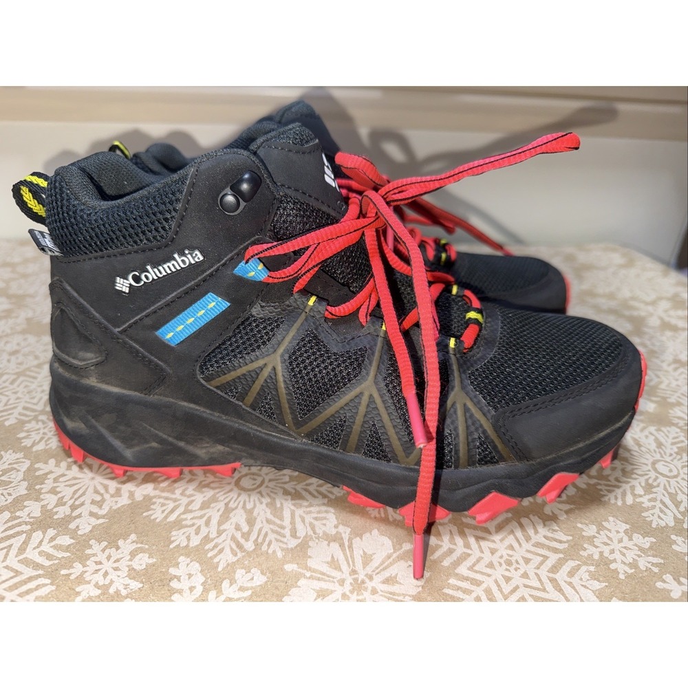 Columbia Womens Peakfreak II Mid Outdry Hiking Boots Size 8 Black/Red Ortholite